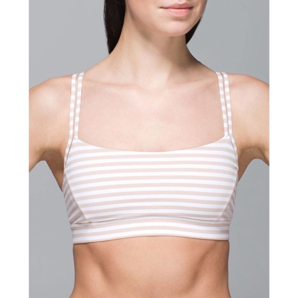 Lululemon Straight Up Bra Size 8 White and Tan Stripes
